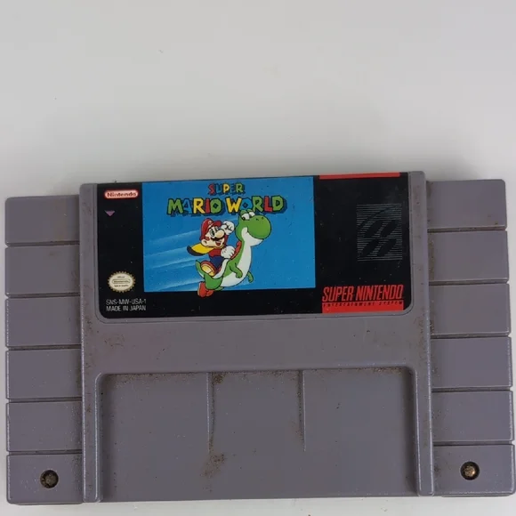 Nintendo Super Mario World SNES Cartridge - Gray and Blue - Picture 1 of 6